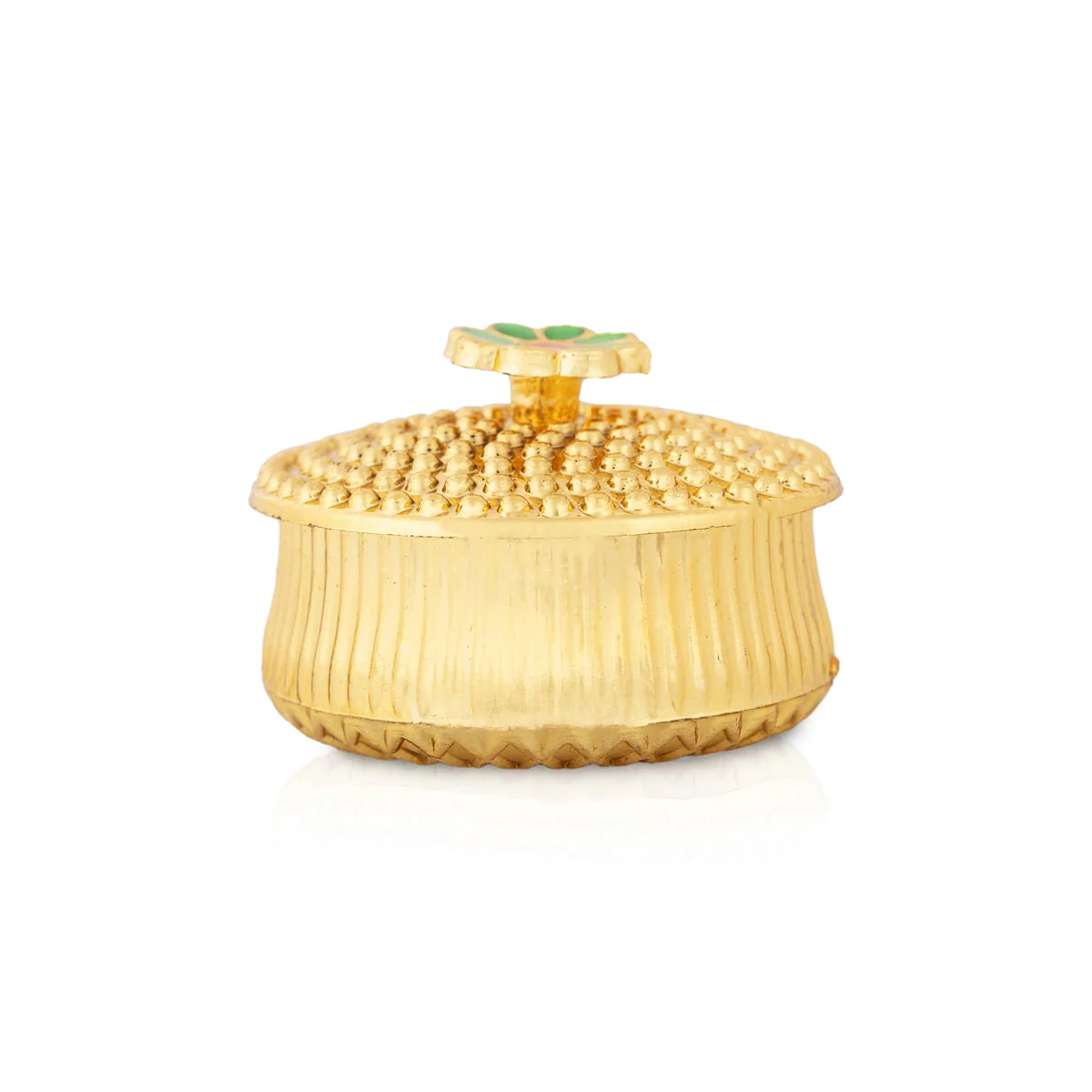 Kumkum Box Set - 2 Inch Dia | 10 Pcs/ Gold Polish Sindoor Pot/ Kumkum Bharani For Pooja And Festive Gifting - Image 5