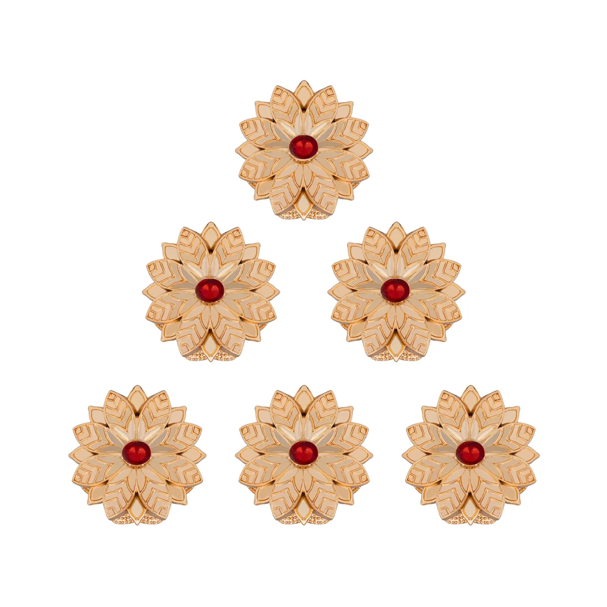 Kumkum Box Set - 2 Inch Dia | 6 Pcs/ Flower Design Sindoor Pot/ Kumkum Bharani For Pooja And Gifting - Image 3