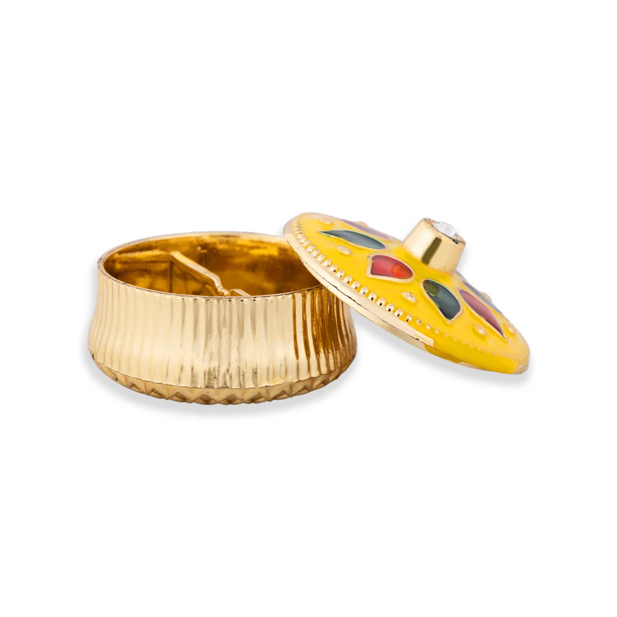 Kumkum Box Set - 2 Inch Dia | 6 Pcs/ Flower Design Sindoor Pot/ Kumkum Bharani For Pooja And Gifting - Image 6
