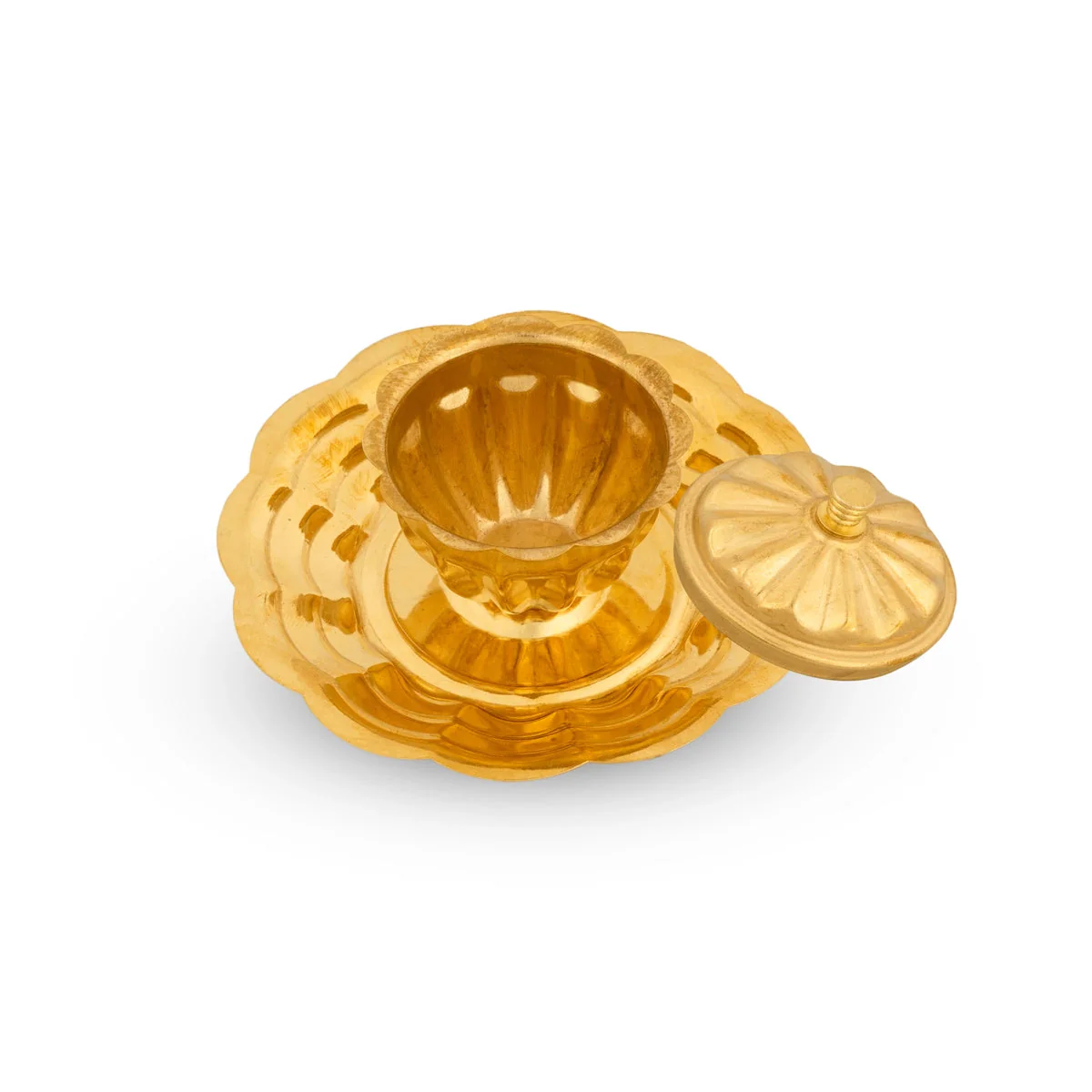 Kumkum Box With Plate - 2 x 3 Inches | Brass Sindoor Pot/ Kumkum Bharani/ Sindoor Box for Pooja - Image 3