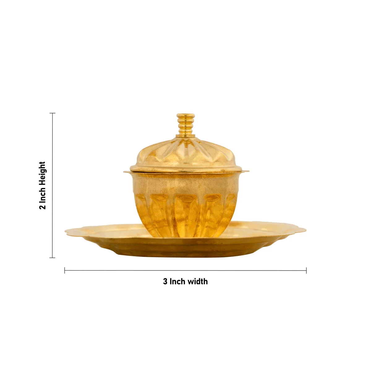 Kumkum Box With Plate - 2 x 3 Inches | Brass Sindoor Pot/ Kumkum Bharani/ Sindoor Box for Pooja - Image 4