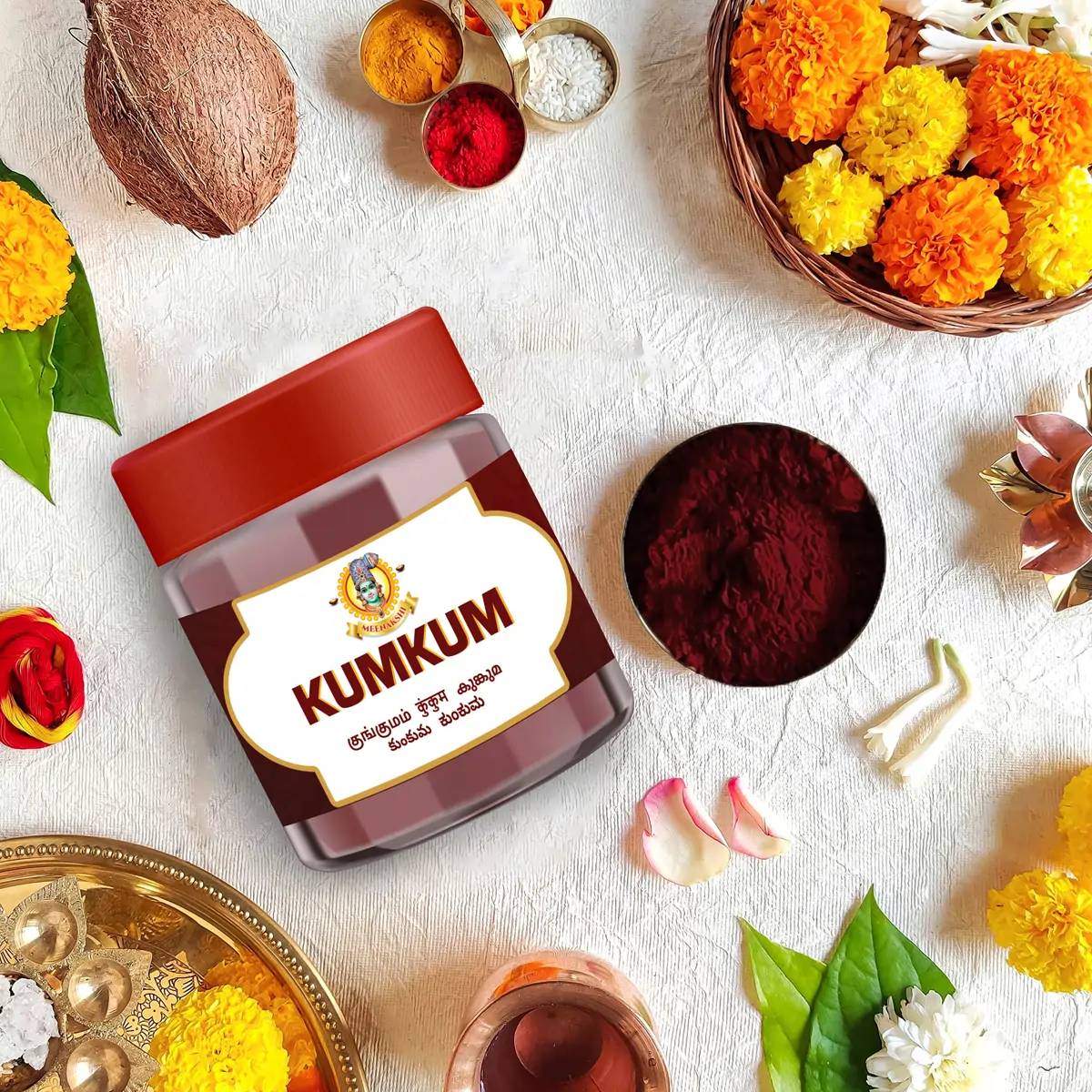 Giri Kumkum - 50 Gms | Tilak/ Sindoor/ Dark Red Colour/ Kumkuma for Pooja - Image 3