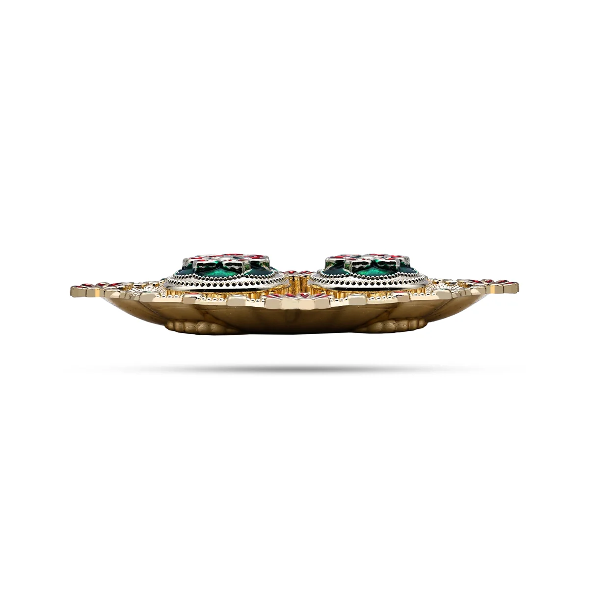 Kumkum Pot With Plate Mix Design - 4 Inch