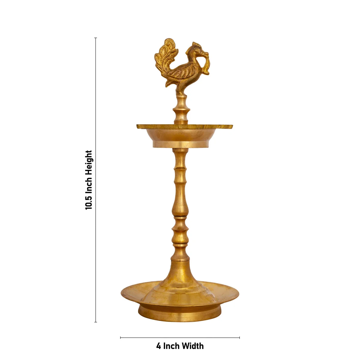 Kuthu Vilakku - 10.5 X 4 Inches | Annam Design Brass Deepam/ Traditional Vilakku/ Brass Lamp For Pooja - Image 4