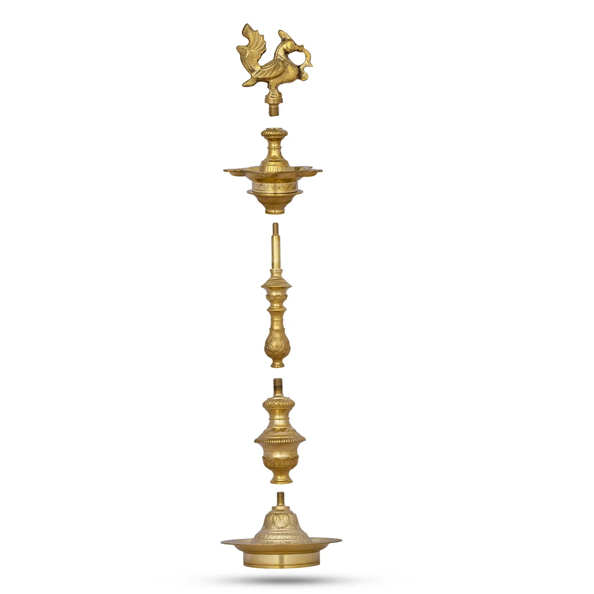 Kuthu Vilakku - 28 x 8 Inches | Annapakshi Design Brass Lamp/ 5 Face Brass Deepam for Pooja - Image 3