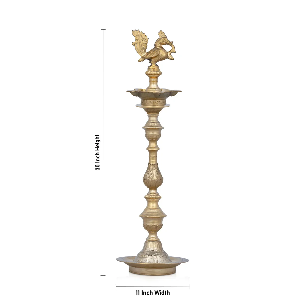 Kuthu Vilakku - 30 x 11 Inches | Brass Lamp/ Annapakshi Design Deep for Pooja/ 8.600 Kgs Approx - Image 3