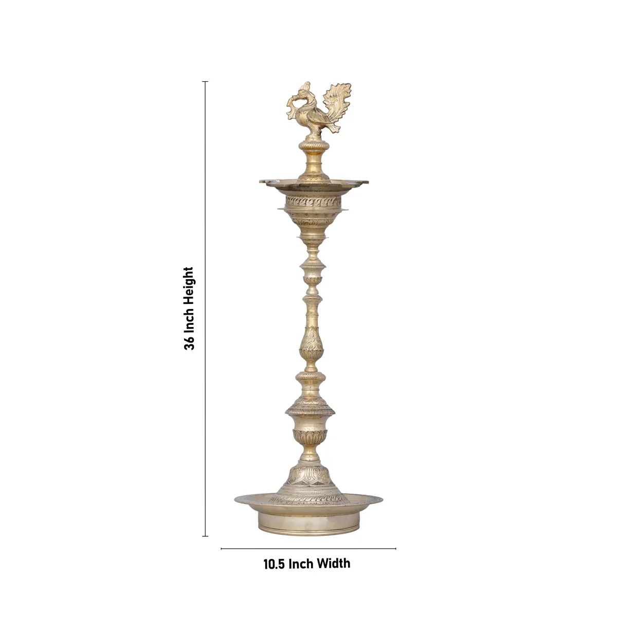 Kuthu Vilakku - 36 x 10.5 Inches | Brass Lamp/ Annapakshi Design Deep for Pooja/ 11.100 Kgs Approx - Image 3