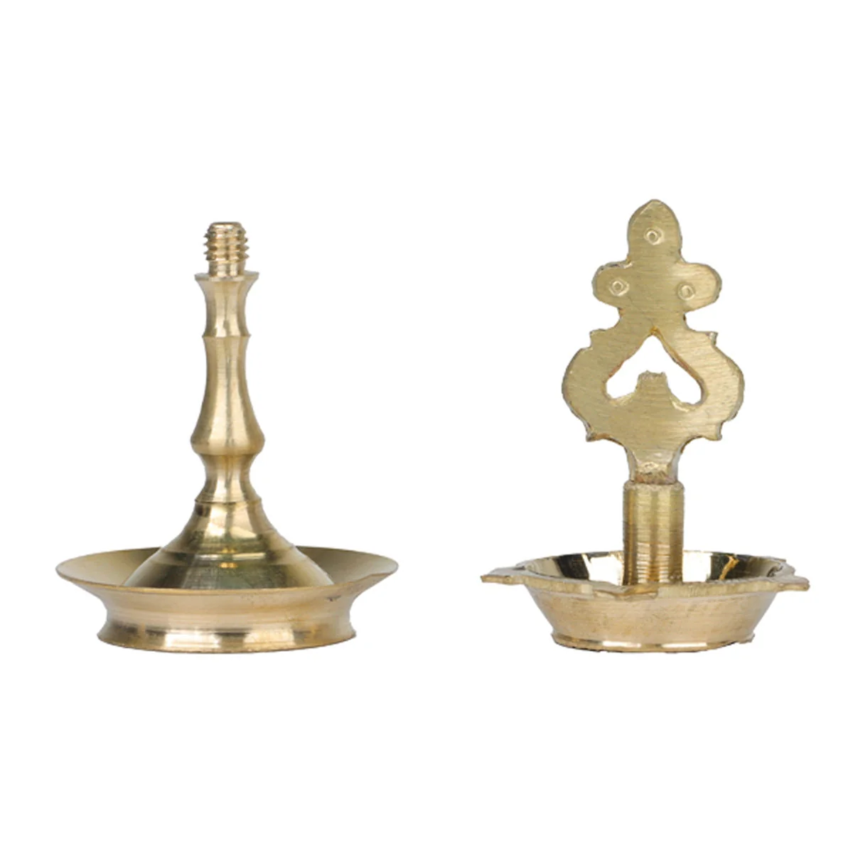 Kuthu Vilakku - 5 X 2 Inches | Karaikudi Pirai Design Brass Lamp/ Pooja Deepam/ Brass Diya For Temple & Home - Image 2