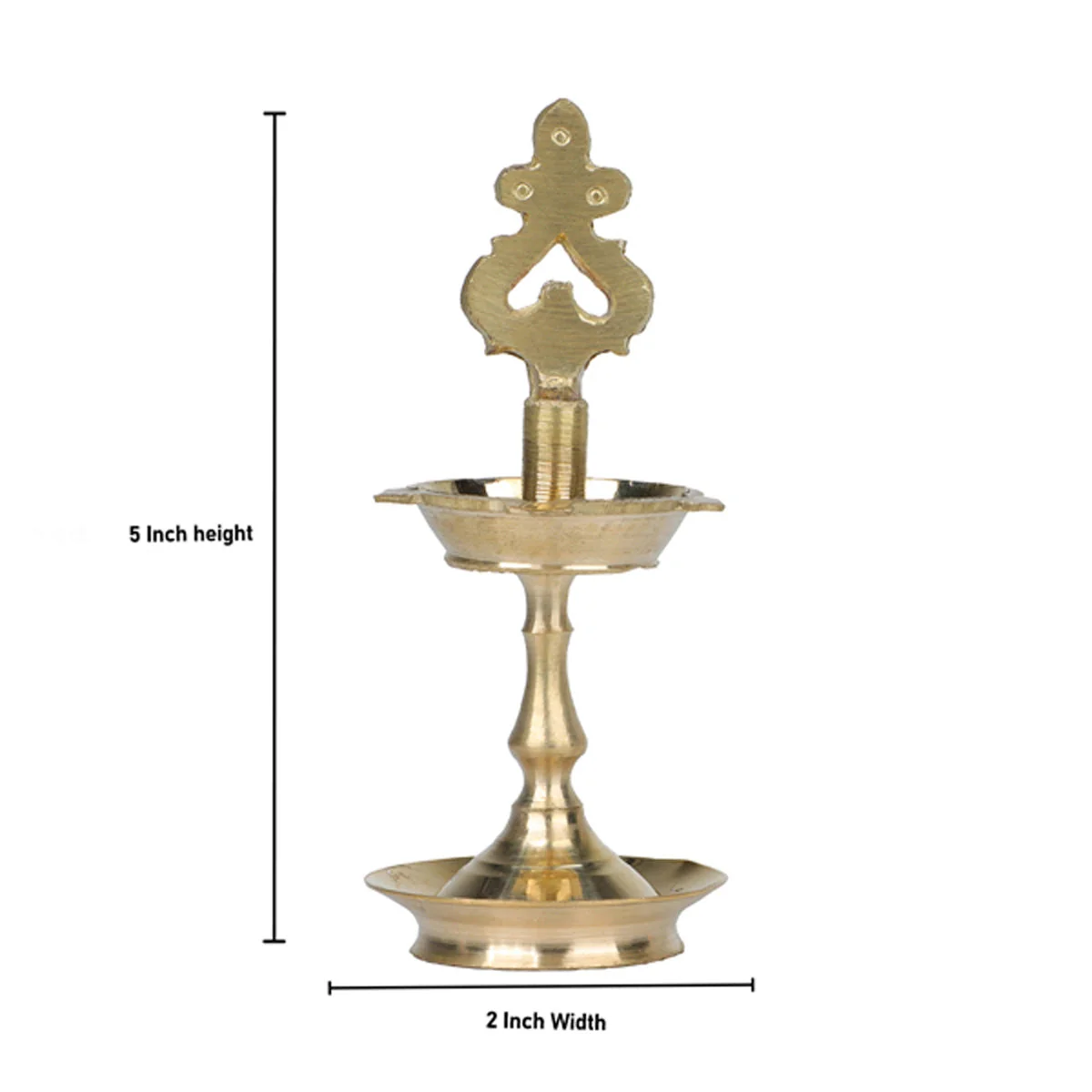Kuthu Vilakku - 5 X 2 Inches | Karaikudi Pirai Design Brass Lamp/ Pooja Deepam/ Brass Diya For Temple & Home - Image 3