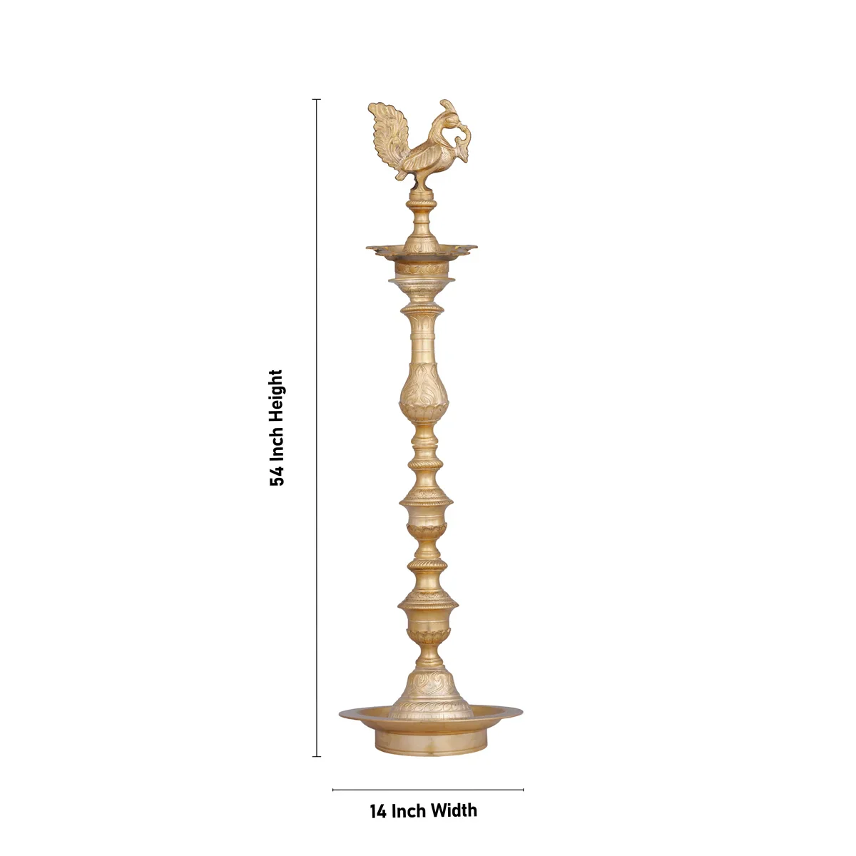 Kuthu Vilakku - 54 x 14 Inches | Brass Lamp/ Annapakshi Design Deep for Pooja/ 24.200 Kgs Approx - Image 3