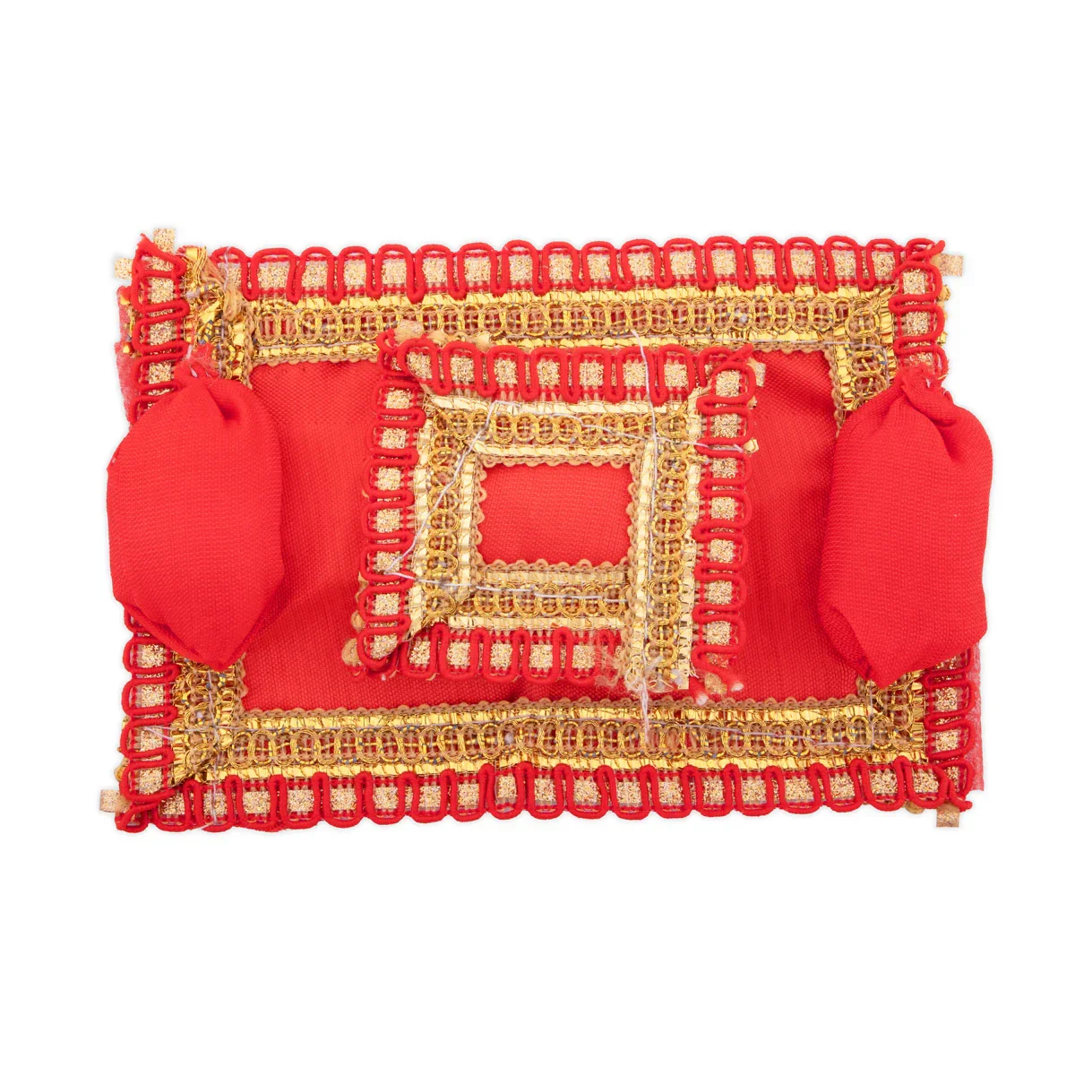 Laddo Gopal Ji Gaddi Pillow Set - 4 x 3 Inches | Head & Side Pillow Set/ Kanhaji Bedding Set/ Aasan for Deity - Image 3