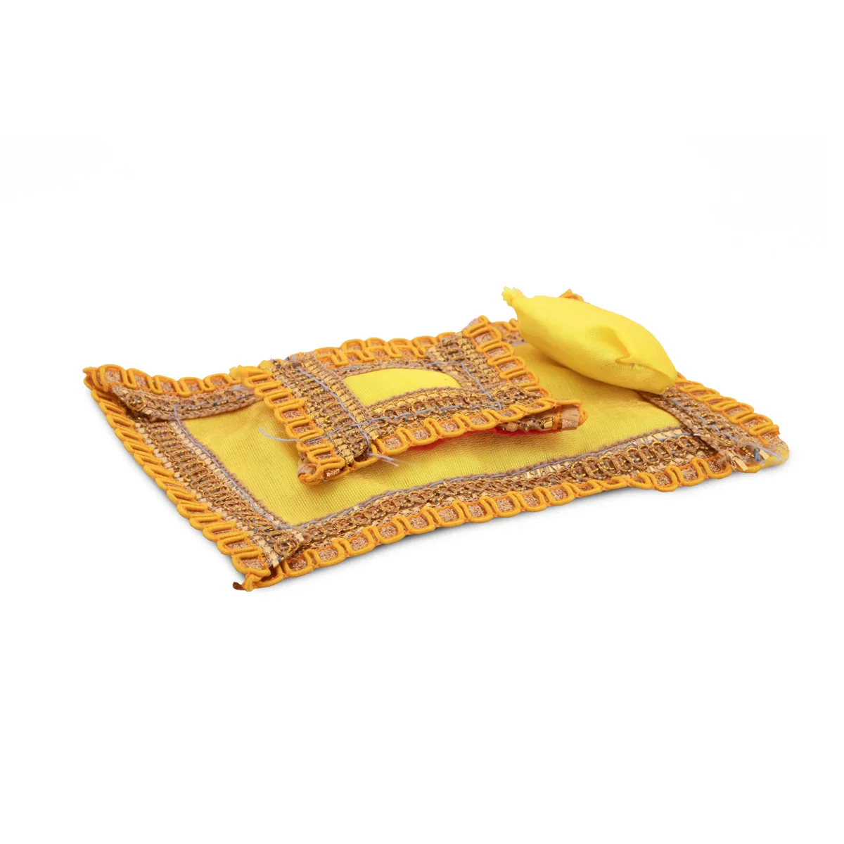 Laddo Gopal Ji Gaddi Pillow Set - 4 x 3 Inches | Head & Side Pillow Set/ Kanhaji Bedding Set/ Aasan for Deity - Image 4