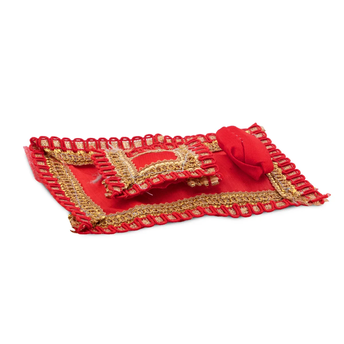 Laddo Gopal Ji Gaddi Pillow Set - 4 x 3 Inches | Head & Side Pillow Set/ Kanhaji Bedding Set/ Aasan for Deity - Image 6