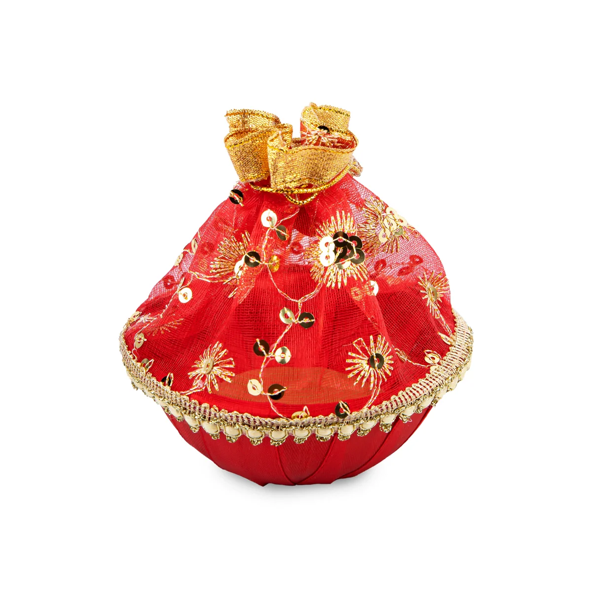 Decorative Tokri Basket With Net Cover - 1.5 x 4 Inches | Gift Hamper Basket/Chocolate Gift Basket For Storage