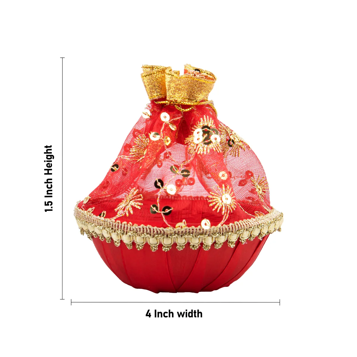 Decorative Tokri Basket With Net Cover - 1.5 x 4 Inches | Gift Hamper Basket/Chocolate Gift Basket For Storage - Image 2