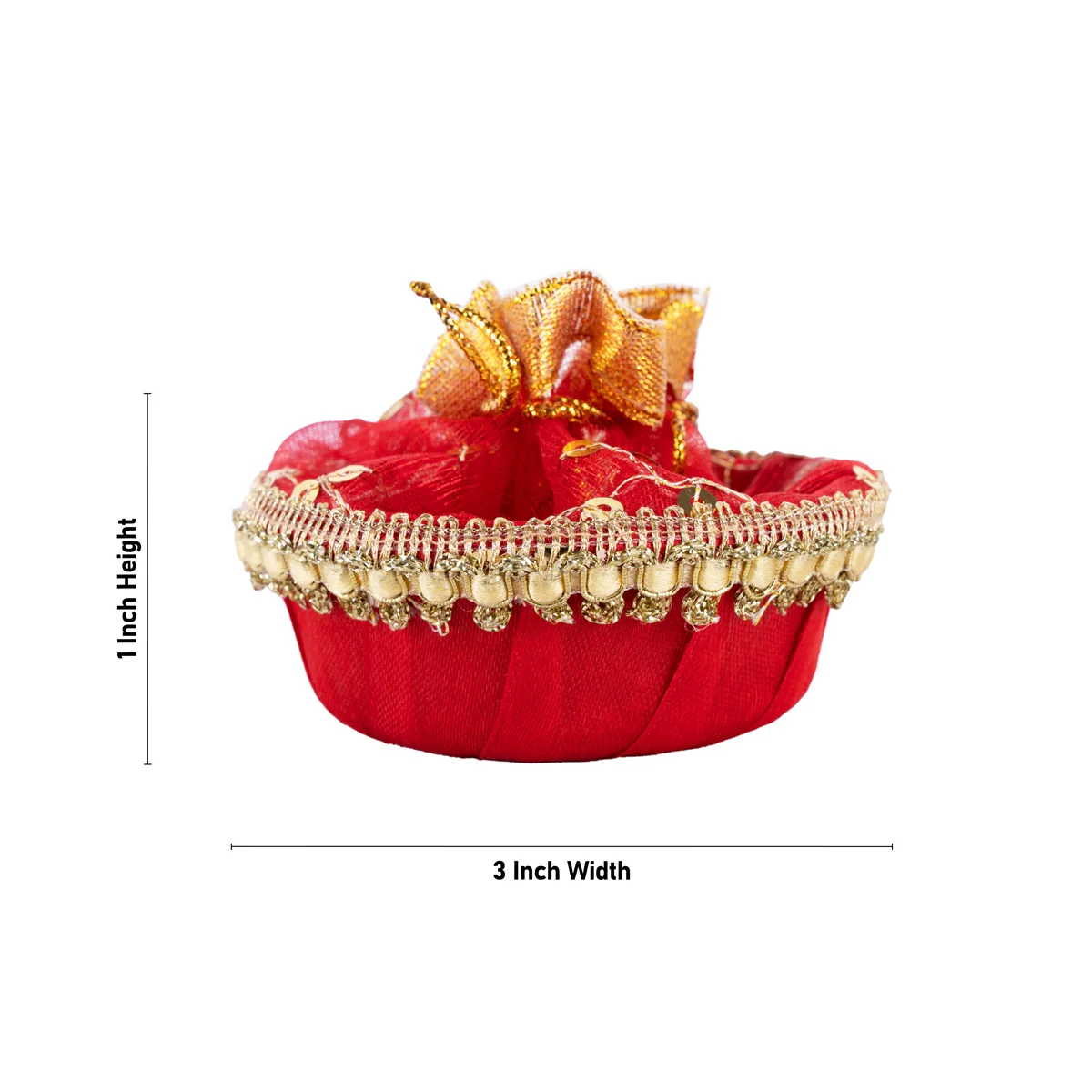 Decorative Tokri Basket With Net Cover - 1 x 3 Inches | Gift Hamper Basket/ Chocolate Gift Basket For Storage - Image 2