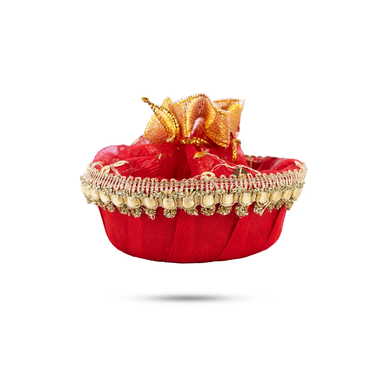 Decorative Tokri Basket With Net Cover - 1 x 3 Inches | Gift Hamper Basket/ Chocolate Gift Basket For Storage - Image 3
