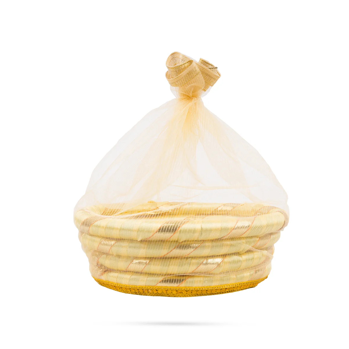 Decorative Tokri Basket With Net Cover - 2.5 x 8 Inches | Gift Hamper Basket/Chocolate Gift Basket For Storage - Image 5