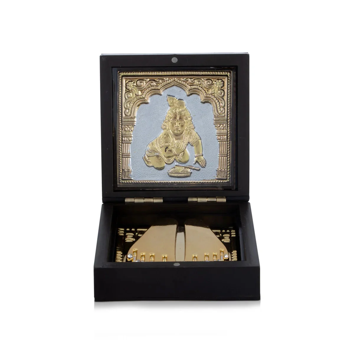 Laddu Gopal Murti Design Pooja Box - 1.5 X 4.5 X 4 Inches | Puja Box/ Charan Paduka Box For Pooja And Gifting