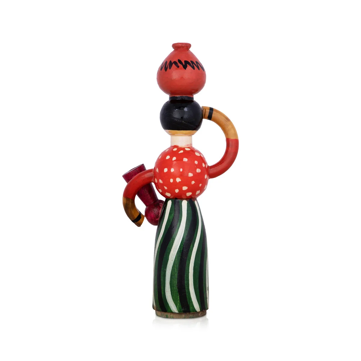 Lady Doll Carrying Pot - 8.25 X 3.5 Inches | Wooden Toy/ Wood Sculpture For Table Decor And Kids - Image 5