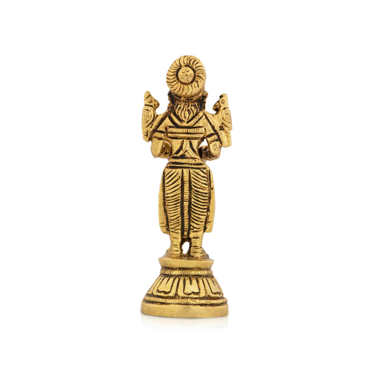 Lady Holding With Brass Lamp - 4 x 1.5 Inches | Antique Polish Vilakku/ Brass Pooja Diya/ Brass Deepam for Home - Image 4