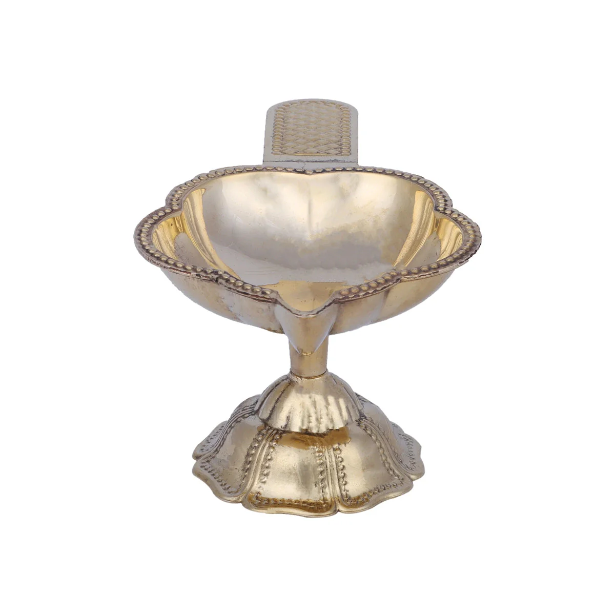 Lakshmi Aarti With Base - 2 x 3.75 Inches | Traditional Brass Aarti/ Laxmi Aarti for Pooja/ Arti Diya - Image 2