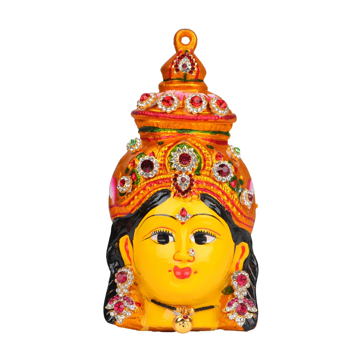 Lakshmi Face - 8 x 4 Inches | Zinc Ammavari Face/ Yellow Vara Lakshmi Face for Deity - Image 2