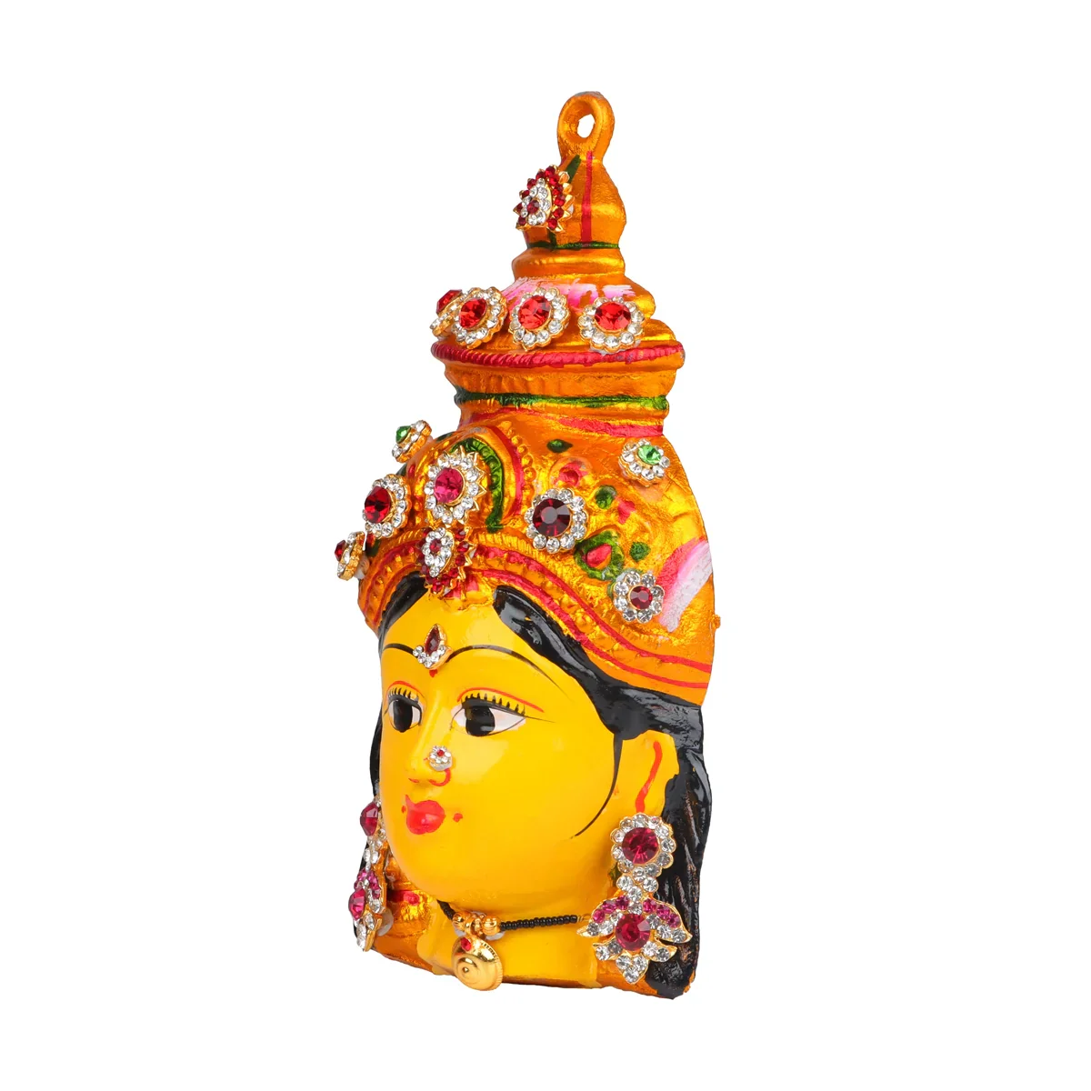 Lakshmi Face - 8 x 4 Inches | Zinc Ammavari Face/ Yellow Vara Lakshmi Face for Deity - Image 3