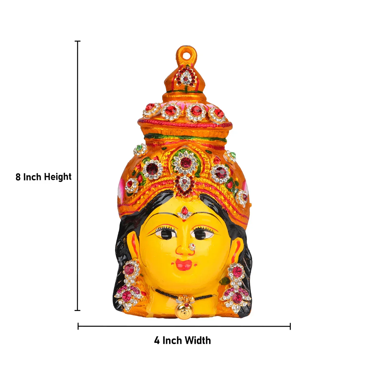 Lakshmi Face - 8 x 4 Inches | Zinc Ammavari Face/ Yellow Vara Lakshmi Face for Deity - Image 4