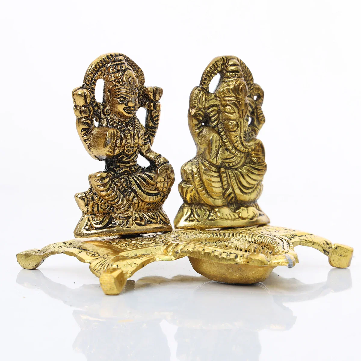 Lakshmi Ganesh Deep - 4 x 5 Inches | Diya/ Aluminium Lamp/ Vilakku for Pooja/ 170 Gms Approx - Image 2