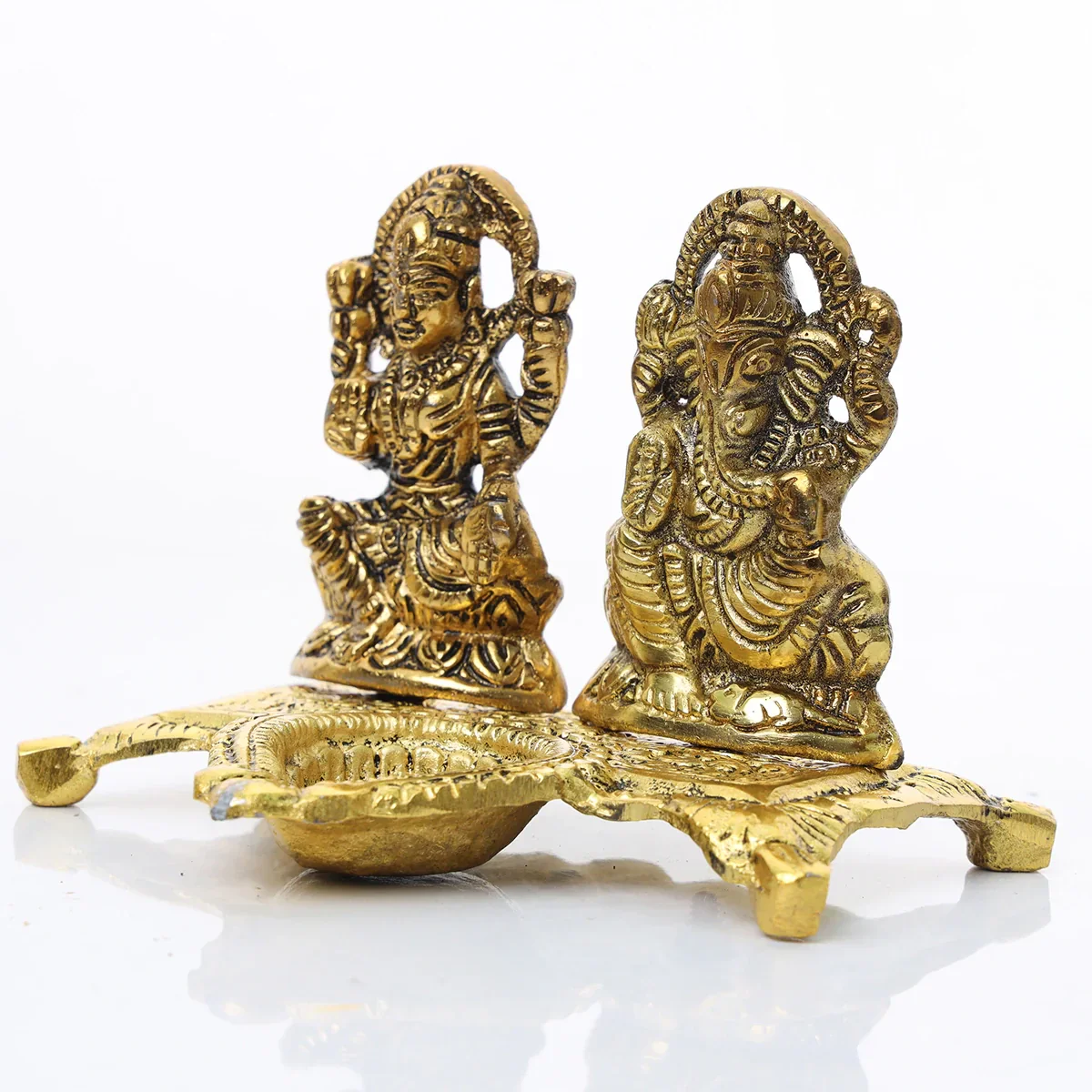 Lakshmi Ganesh Deep - 4 x 5 Inches | Diya/ Aluminium Lamp/ Vilakku for Pooja/ 170 Gms Approx - Image 4