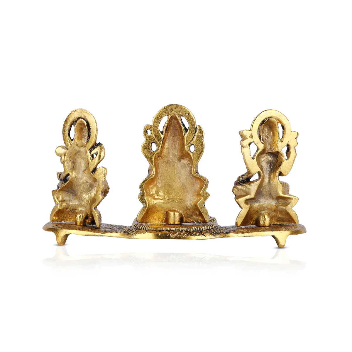 Lakshmi Ganesh Saraswathi with Deep - 4 x 8 Inches | Aluminium Lamp/ Deepam for Pooja/ 280 Gms Approx - Image 4