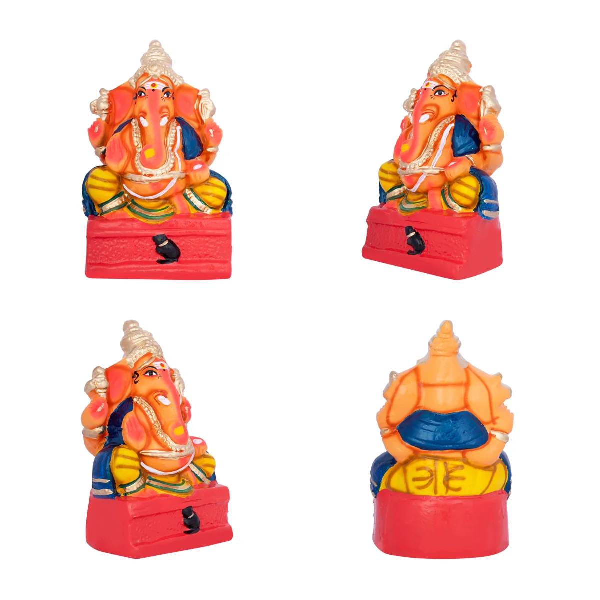 Lakshmi Ganesh Saraswati Idol Clay Golu Bommai Set - 10 X 5 Inches | Navaratri Golu Gombe/ Giri Golu Doll - Image 3