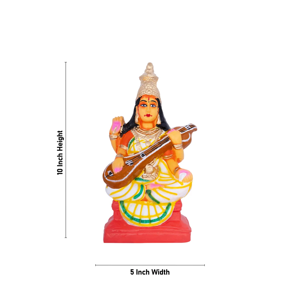 Lakshmi Ganesh Saraswati Idol Clay Golu Bommai Set - 10 X 5 Inches | Navaratri Golu Gombe/ Giri Golu Doll - Image 5