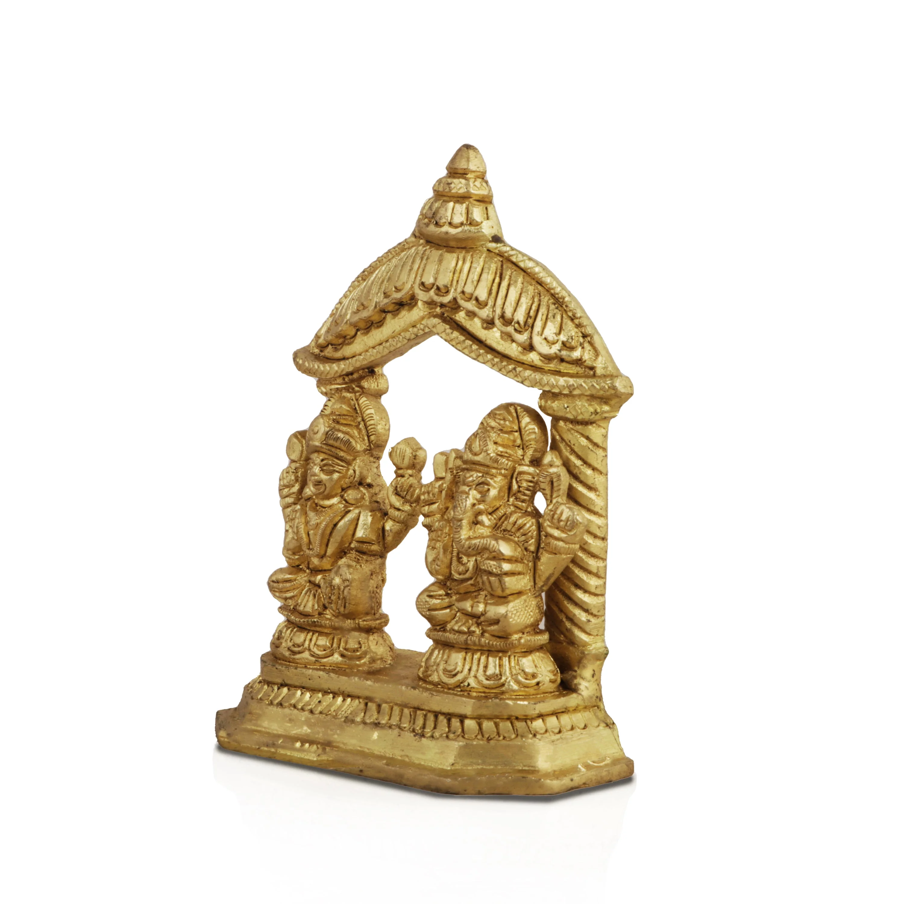 Lakshmi Idol & Ganesh Murti Sitting On Chowki - 4.25 x 3.5 Inches | Antique Brass Idol for Pooja - Image 3