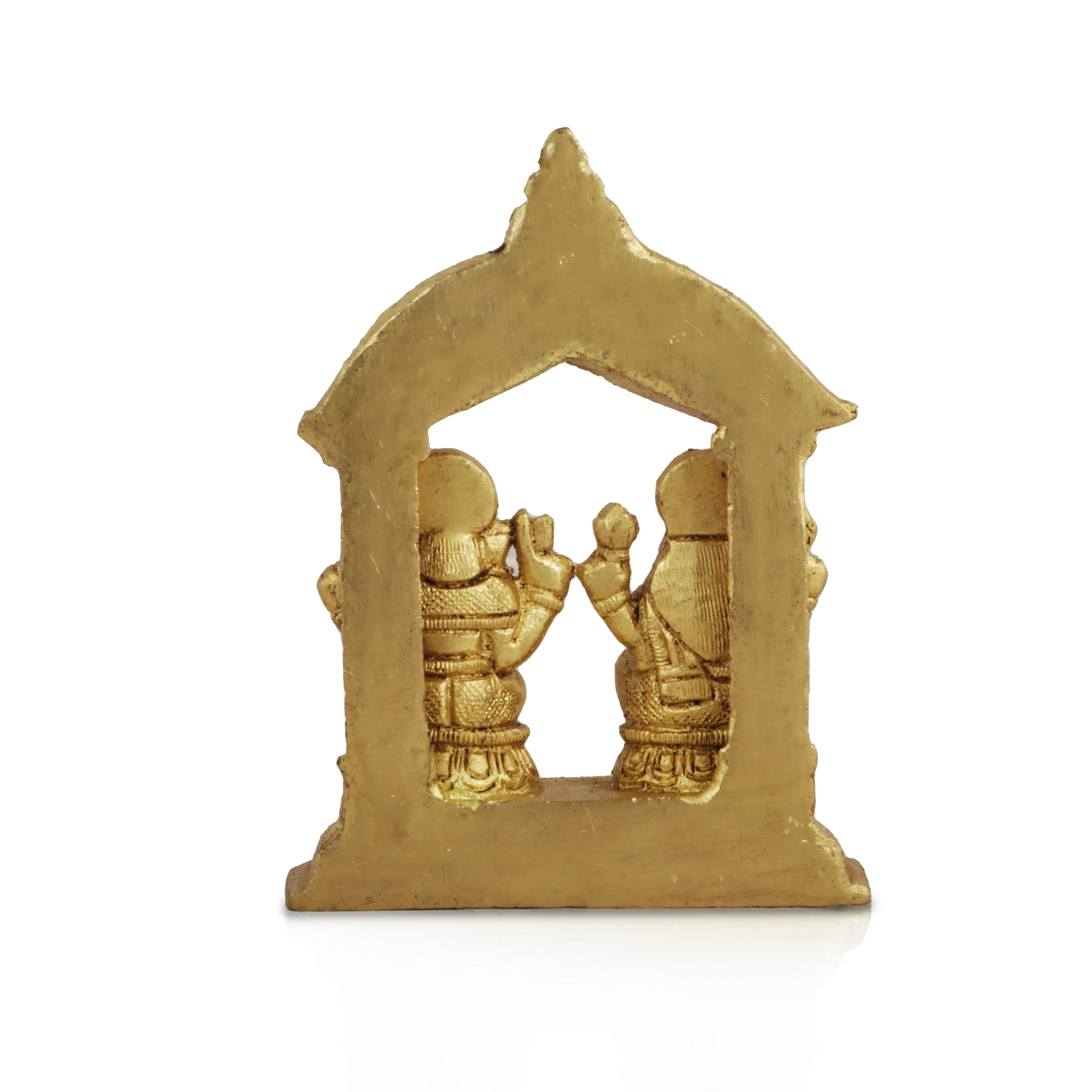 Lakshmi Idol & Ganesh Murti Sitting On Chowki - 4.25 x 3.5 Inches | Antique Brass Idol for Pooja - Image 4