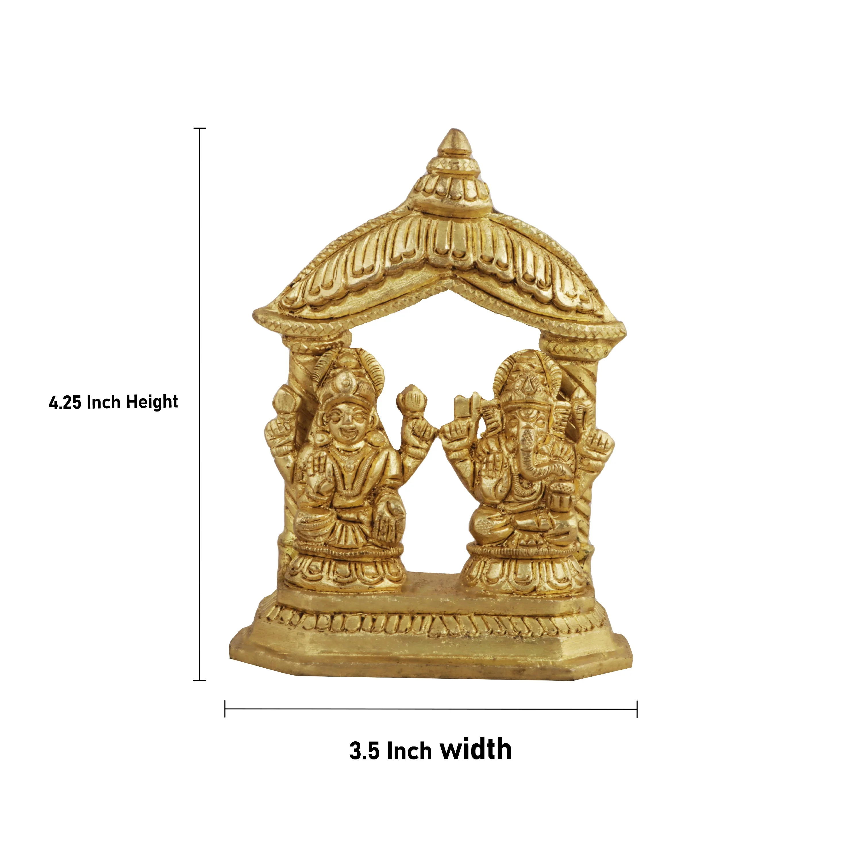 Lakshmi Idol & Ganesh Murti Sitting On Chowki - 4.25 x 3.5 Inches | Antique Brass Idol for Pooja - Image 5