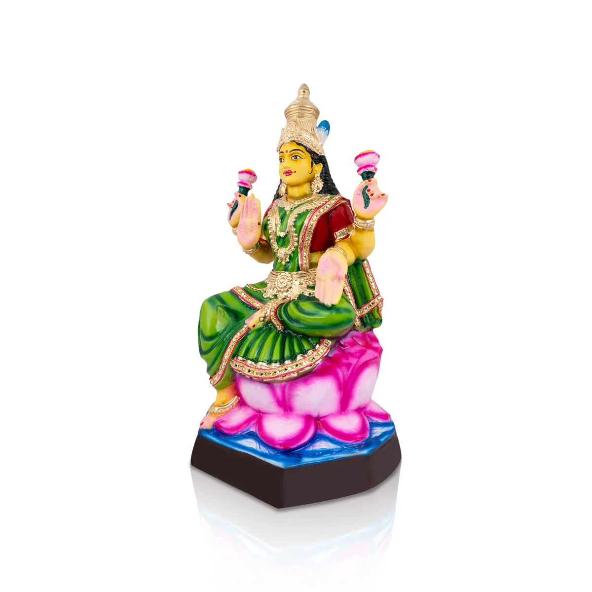 Lakshmi Idol Paper Mache Golu Bommai - 22 X 11 Inches | Navaratri Golu Gombe/ Giri Golu Doll/ Navratri Decor - Image 2