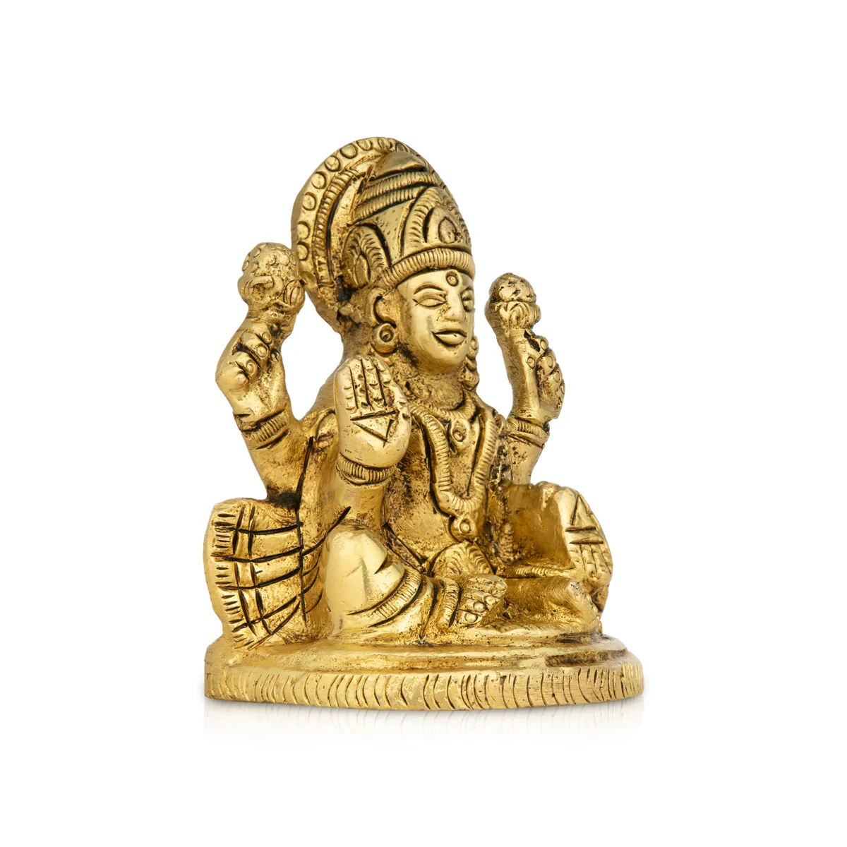 Lakshmi Idol Sitting On Base - 3.5 x 3 Inches | Laxmi Idol/ Antique Brass Idol for Pooja - Image 2