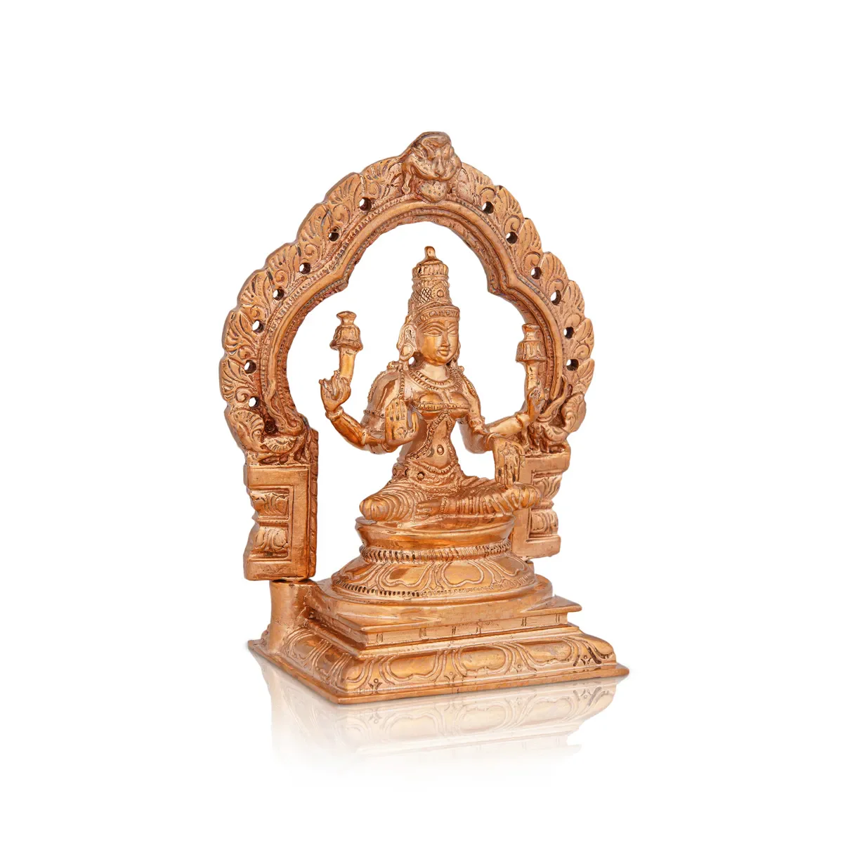 Lakshmi Idol Sitting On Base With Arch - 5 X 3.5 Inches | Panchaloha Statue/ Laxmi Idol For Pooja - Image 3