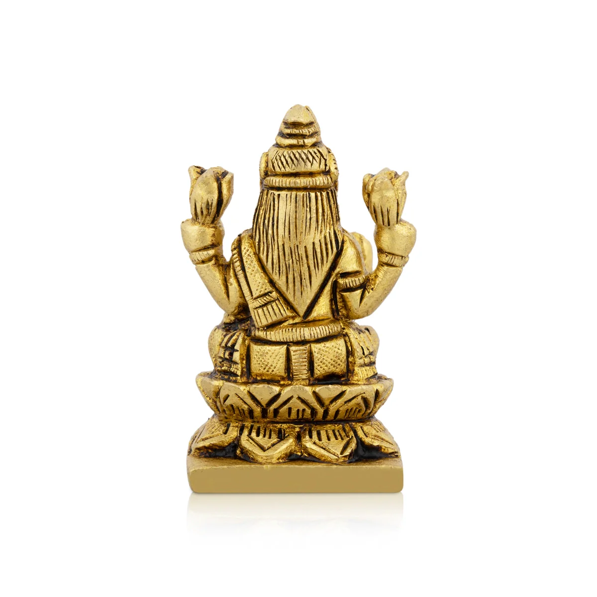 Lakshmi Idol Sitting On Flower Base - 2 x 1.5 Inches | Laxmi Idol/ Antique Brass Idol for Pooja - Image 3