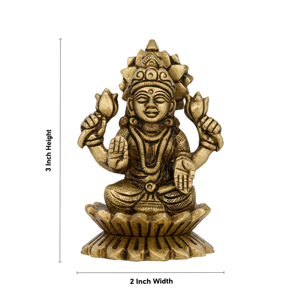 Lakshmi Idol Sitting On Lotus - 3 X 2 Inches | Laxmi Murti/ Antique Brass Idol For Wealth & Prosperity - Image 4