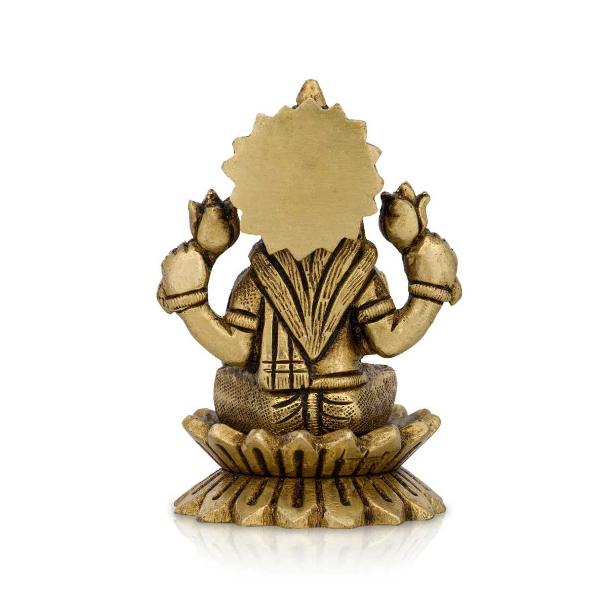 Lakshmi Idol Sitting On Lotus - 3 X 2 Inches | Laxmi Murti/ Antique Brass Idol For Wealth & Prosperity - Image 5