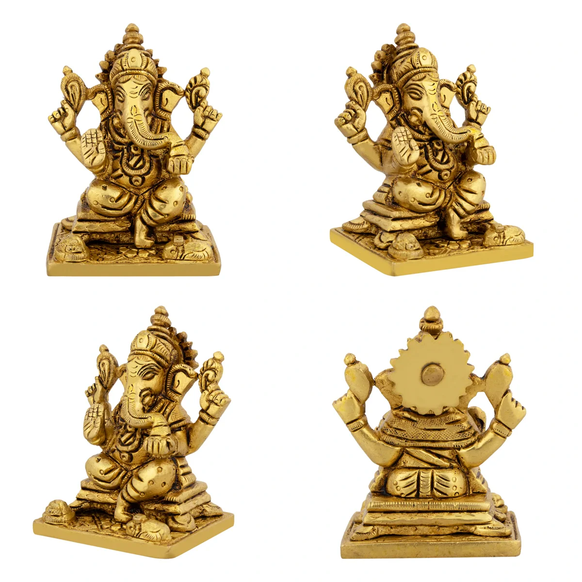 Lakshmi Idol With Ganesh Idol Pair - 3 x 2 Inches/ Antique Brass Idol/ Ganpati Murti And Laxmi Murti for Pooja - Image 2