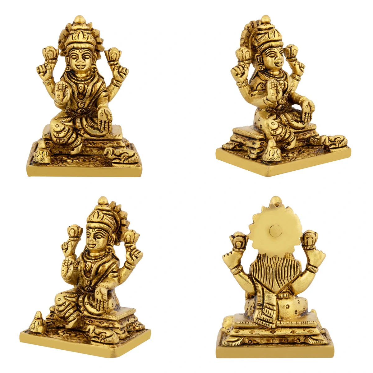 Lakshmi Idol With Ganesh Idol Pair - 3 x 2 Inches/ Antique Brass Idol/ Ganpati Murti And Laxmi Murti for Pooja - Image 3