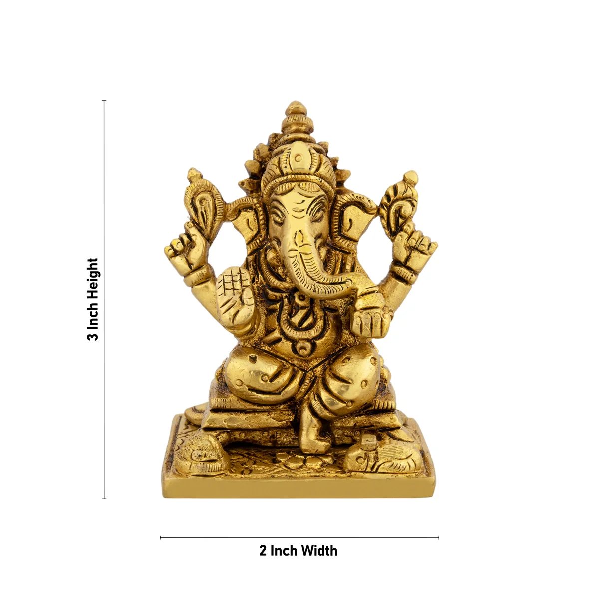 Lakshmi Idol With Ganesh Idol Pair - 3 x 2 Inches/ Antique Brass Idol/ Ganpati Murti And Laxmi Murti for Pooja - Image 4
