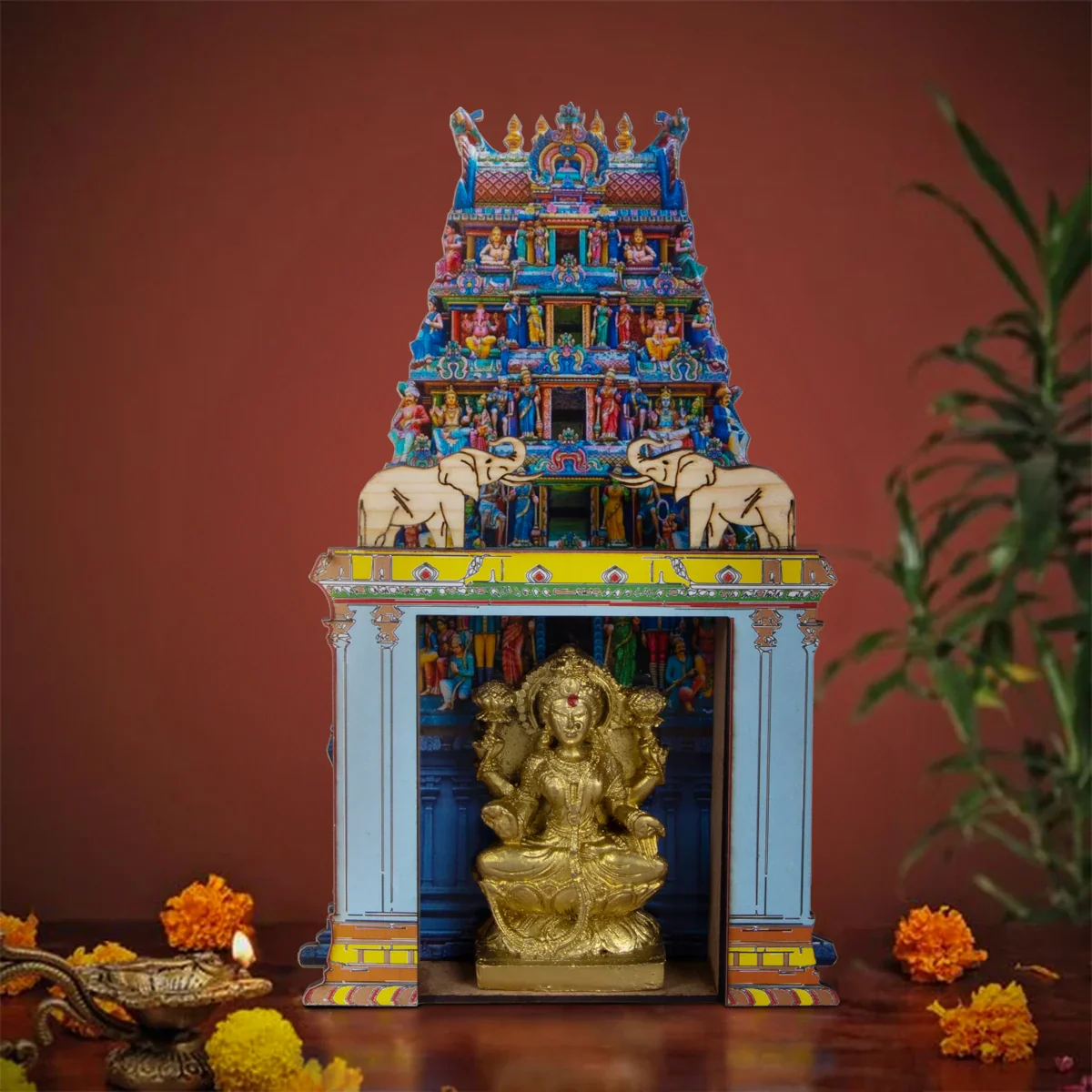 Lakshmi Idol with Temple - 8 x 4.75 Inches | Lakshmi Idol/ Lakshmi Murti Mandir for Pooja - Image 6