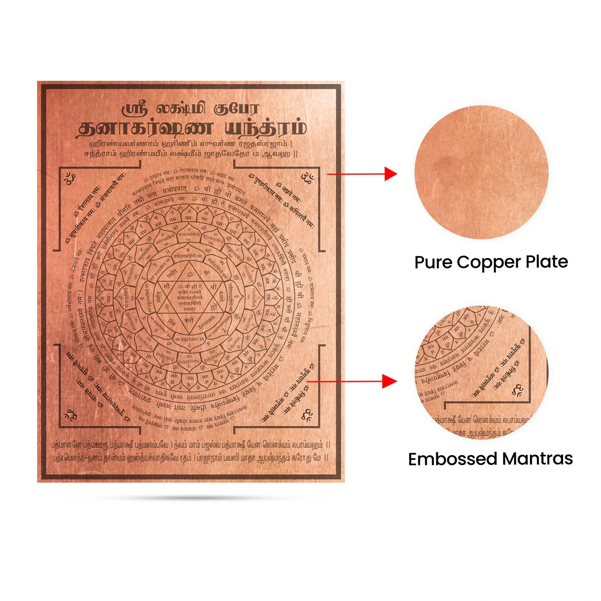 Lakshmi Kubera Danakarshana Yantra - 5 x 4 Inches | Copper & Double Thick Laxmi Kubera Yantram for Pooja - Image 2