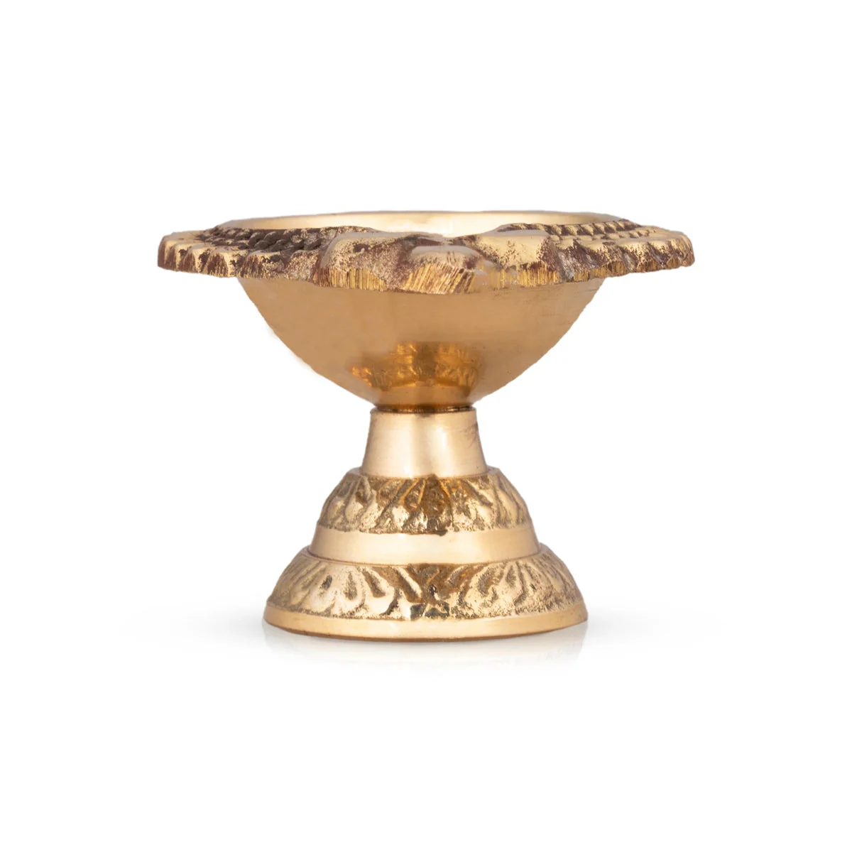 Lakshmi Kubera Vilakku With Base - 1.5 x 1.75 Inches | Brass Lamp/ Laxmi Kubera Deepam for Pooja - Image 2