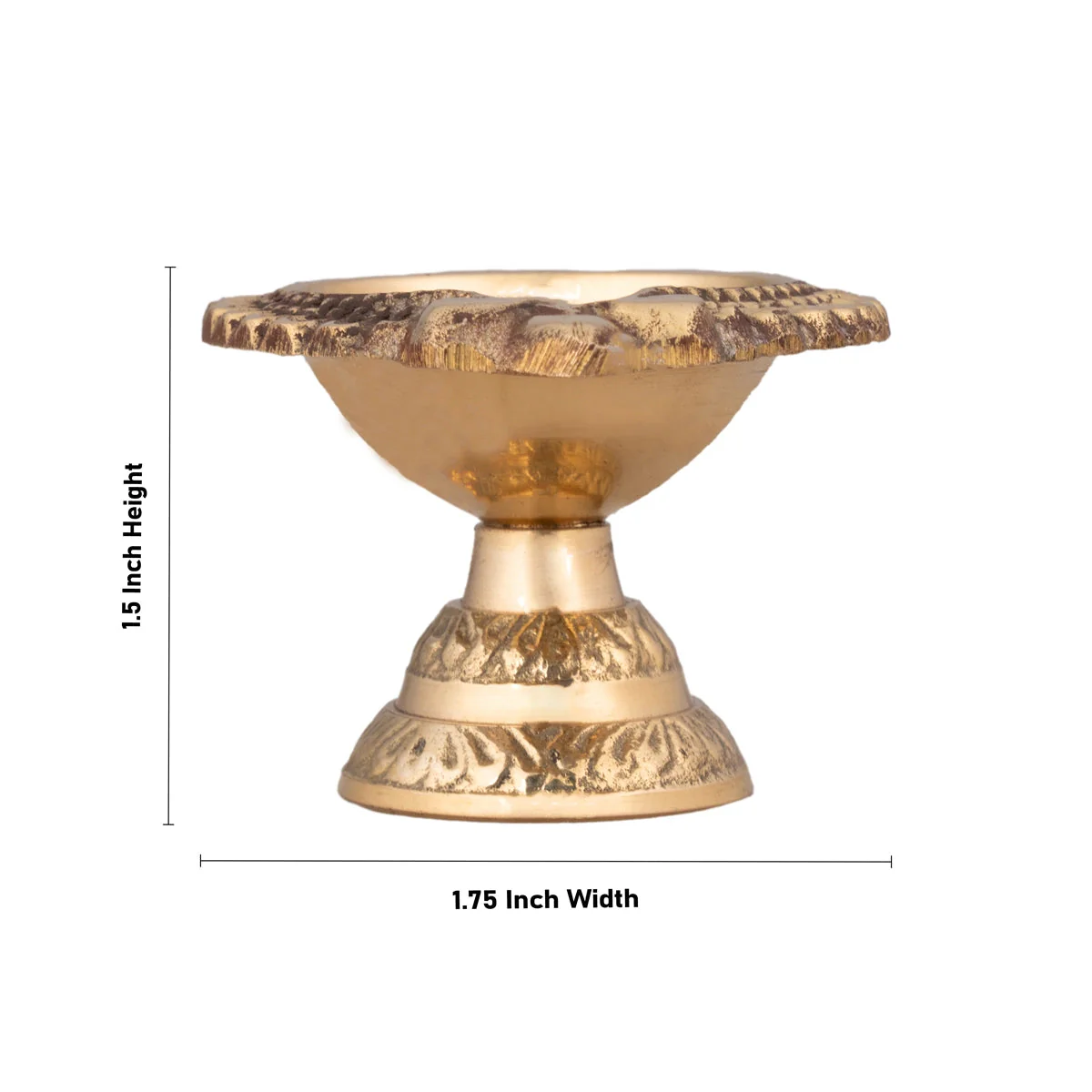 Lakshmi Kubera Vilakku With Base - 1.5 x 1.75 Inches | Brass Lamp/ Laxmi Kubera Deepam for Pooja - Image 3